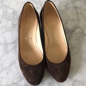Christian Louboutin Brown Suede Melisa Wedge Pumps Size 36.5